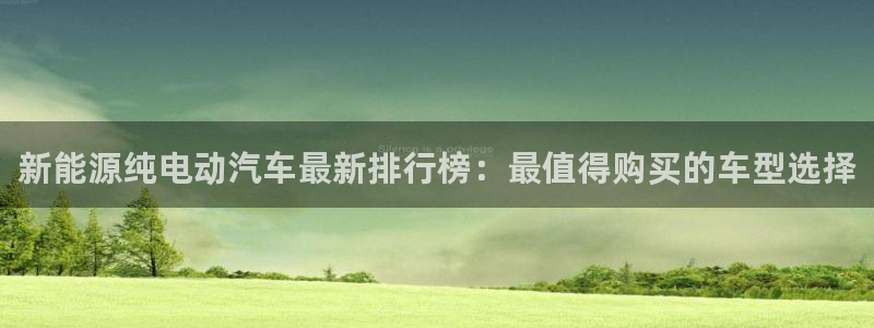 球盟会电子好黑:新能源纯电动汽车最新排行榜:最值得购买的车型